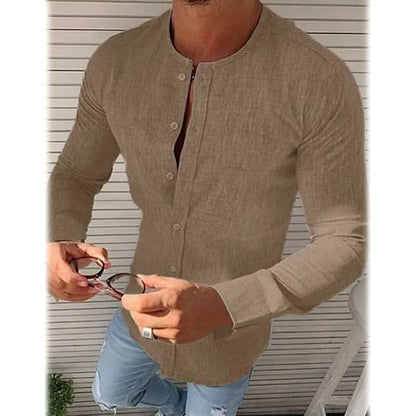 Men's Casual Solid Long Sleeve Shirt