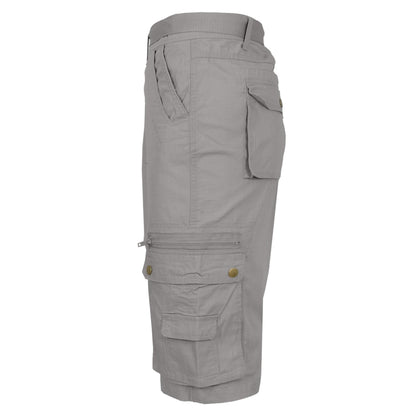 Men's Extended Size Cotton Cargo Utility Belted Shorts