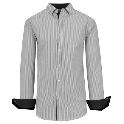 Men's Long Sleeve Slim Fitting Gingham Pattern Dress Shirts