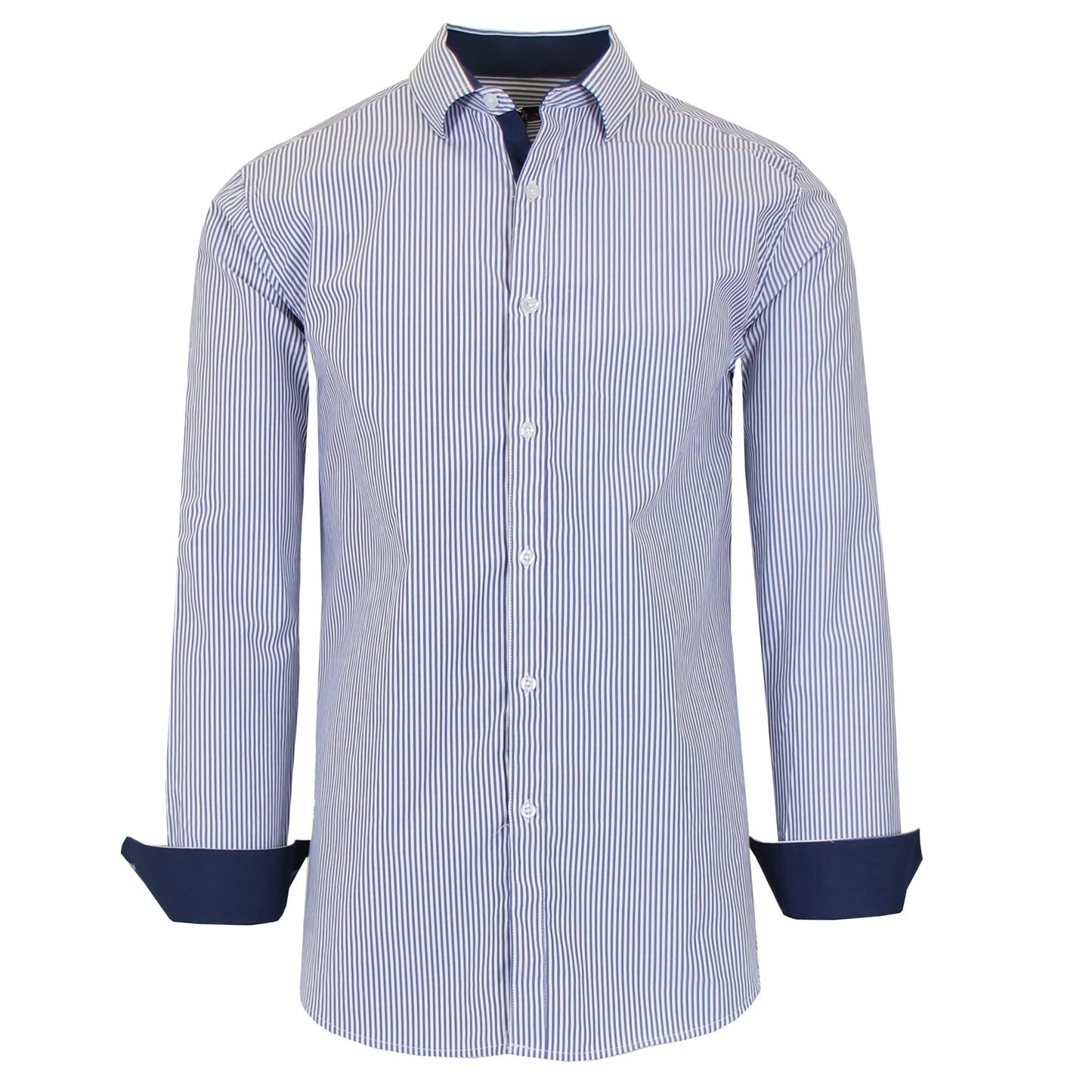 Men's Long Sleeve Slim Fitting Gingham Pattern Dress Shirts