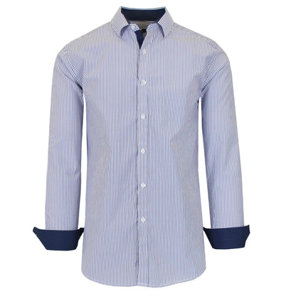 Men's Long Sleeve Slim Fitting Gingham Pattern Dress Shirts