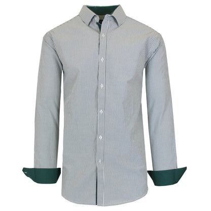 Men's Long Sleeve Slim Fitting Gingham Pattern Dress Shirts