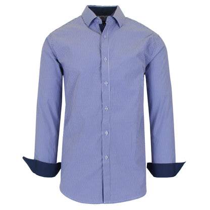 Men's Long Sleeve Slim Fitting Gingham Pattern Dress Shirts