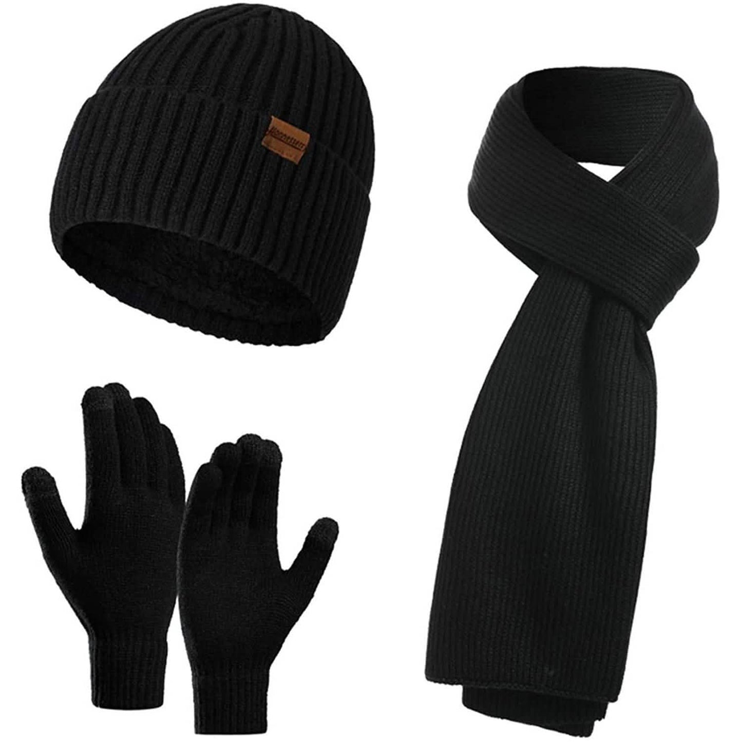 Men's Scaves and Beanie Hat Themal Gloves Set