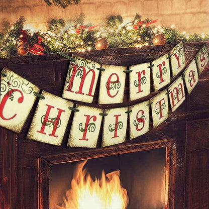 Merry Christmas Banner Home Decor