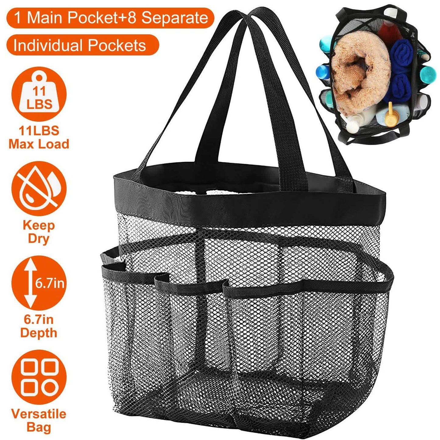 Mesh Shower Caddy Bag Organizer Storage Hanging Basket