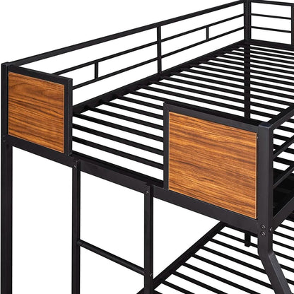 Metal Bunk Bed with Safety Railing Ladder