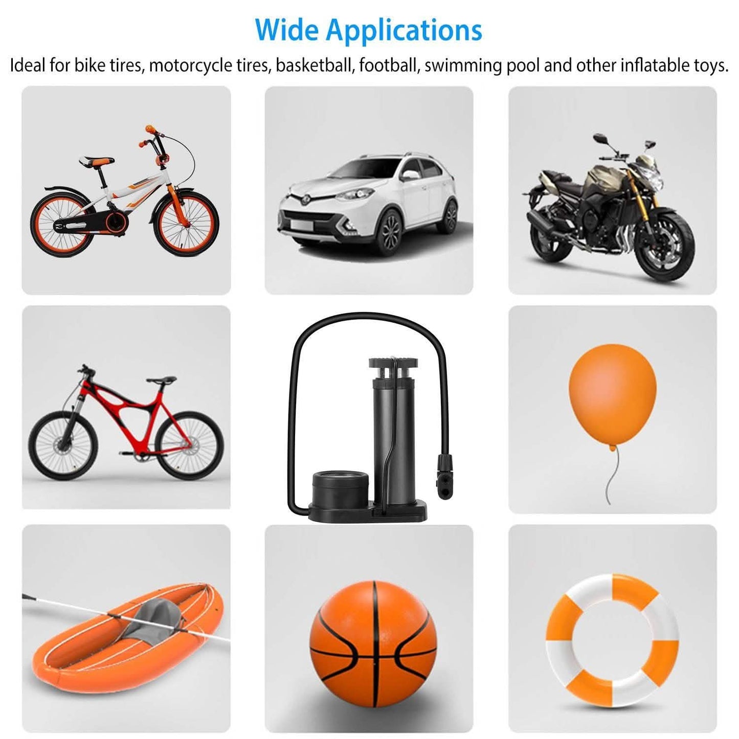 Mini Bike Foot Pump Portable Bicycle Tire Inflator