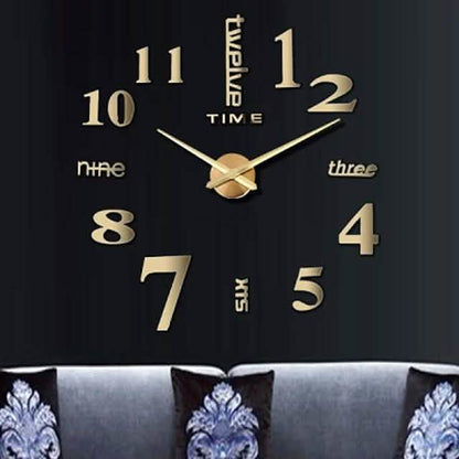 Modern Acrylic Wall Clock Digital Brushed Steel