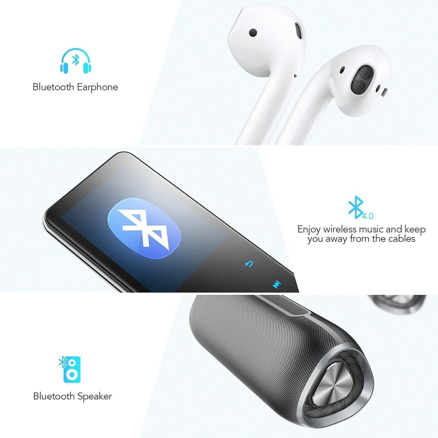 MP3 Player with 2.4in Screen Bluetooth 4.1/16GB/T01 Black