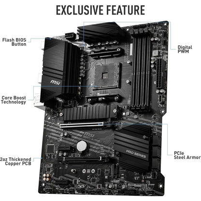 MSI B550-A PRO ProSeries Motherboard (AMD AM4, DDR4, PCIe 4.0, SATA 6Gb/s, M.2, USB 3.2 Gen 2, HDMI/DP, ATX) (Refurbished)