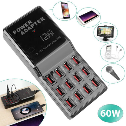 Multi 12 Port USB Charging Station Hub