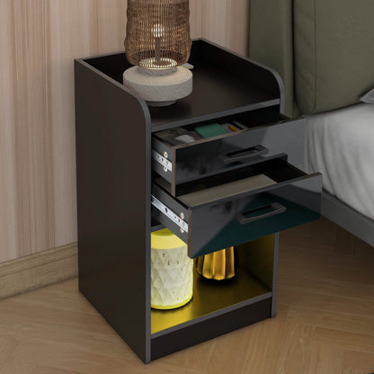 Nightstand with Charging Station and LED Lights