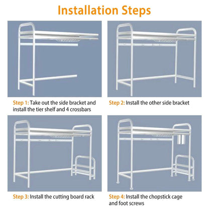 Over Sink Dish Drying Rack with Cutlery Holder