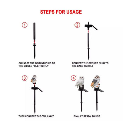 Owl Solar LED Lights with Decorative Stake