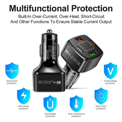 PBG 4 Port Car Charger 2 PD Ports and 2 USB Ports