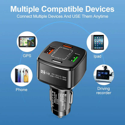 PBG 4 Port Car Charger 2 PD Ports and 2 USB Ports
