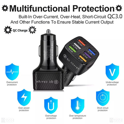 PBG LED 6-Port Car Charger Charge