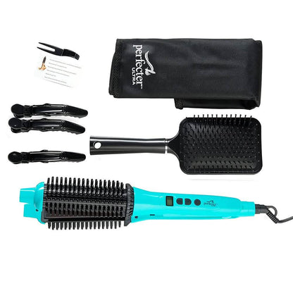 Perfecter Flat Iron Hair Straightener & Hot Round Brush 2-in-1