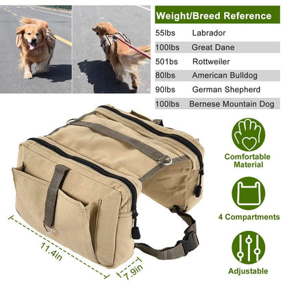 Pet Dog Backpack Hound Hiking Camping Saddle Bag