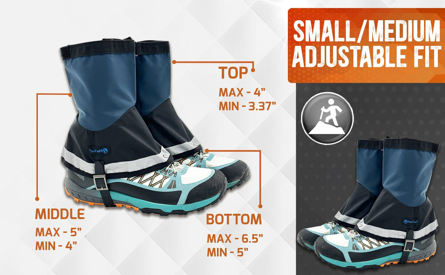 Pike Trail Mid Length Gaiters Small/Medium Adjustable Fit - Lumina Home