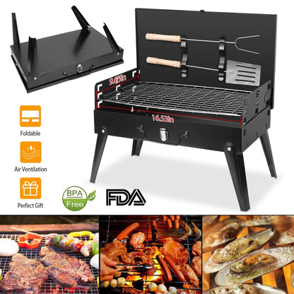 Portable Charcoal Grill Foldable BBQ Suitcase