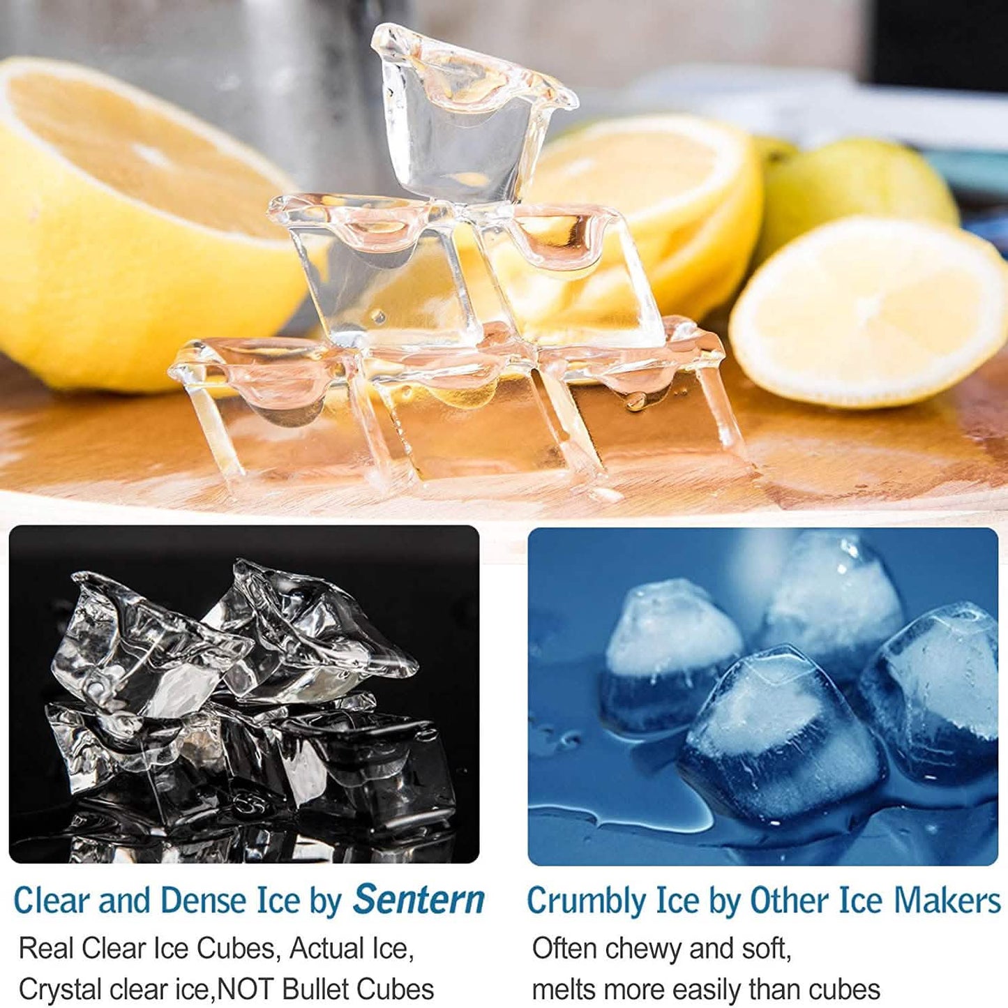 Portable Countertop Clear Ice Maker Stainless Steel Ice Maker