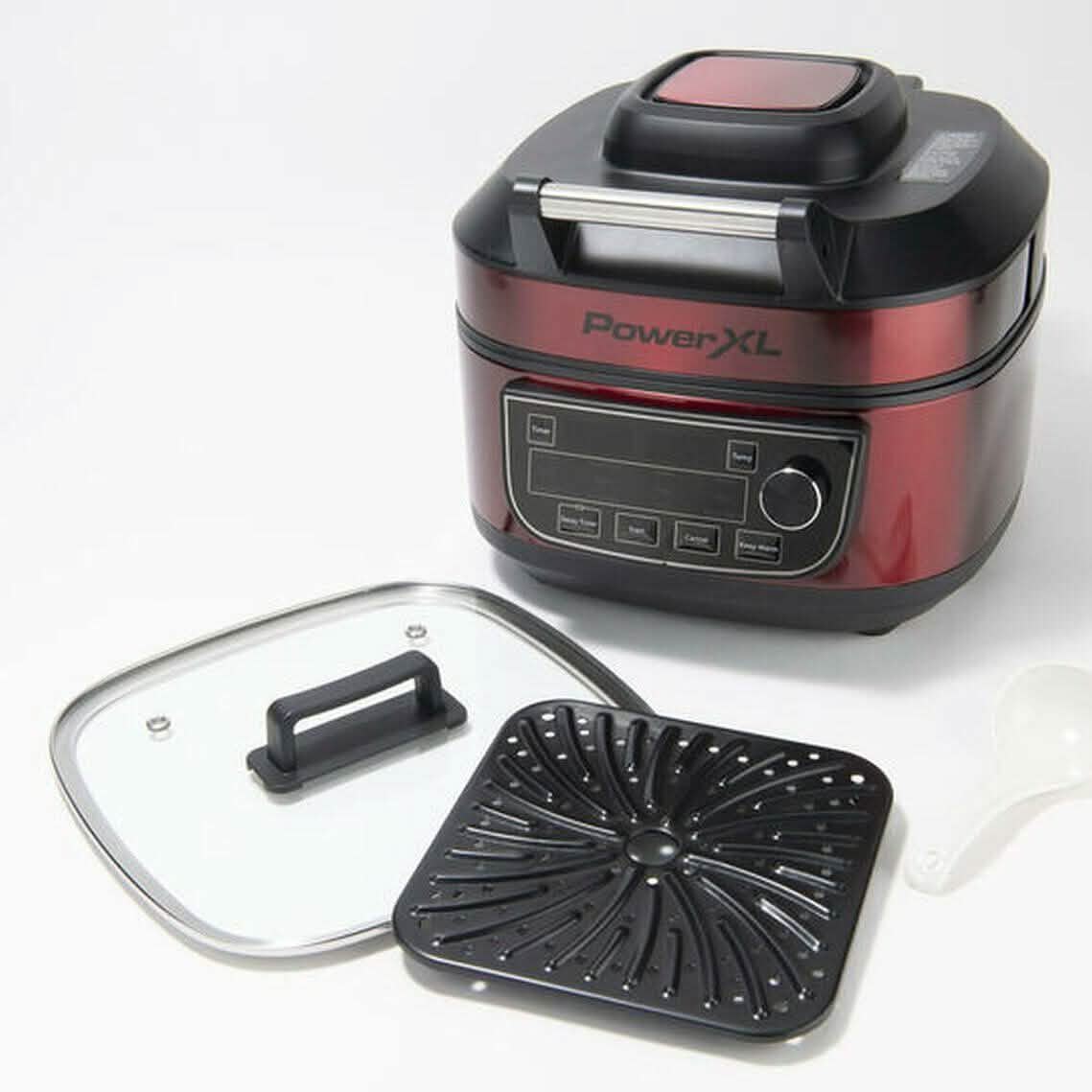 PowerXL 1550W 6-qt 12-in-1 Grill Air Fryer Combo with Glass Lid (Refurbished)