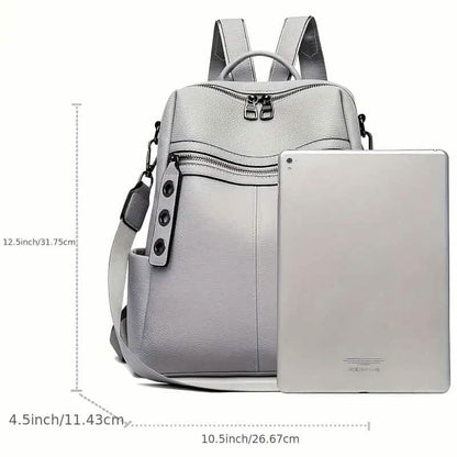 Premium Genuine Leather Womens Backpack - Brown