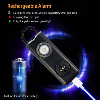 Rechargeable Personal Safety Alarm with Strobe Light