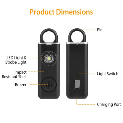 Rechargeable Personal Safety Alarm with Strobe Light