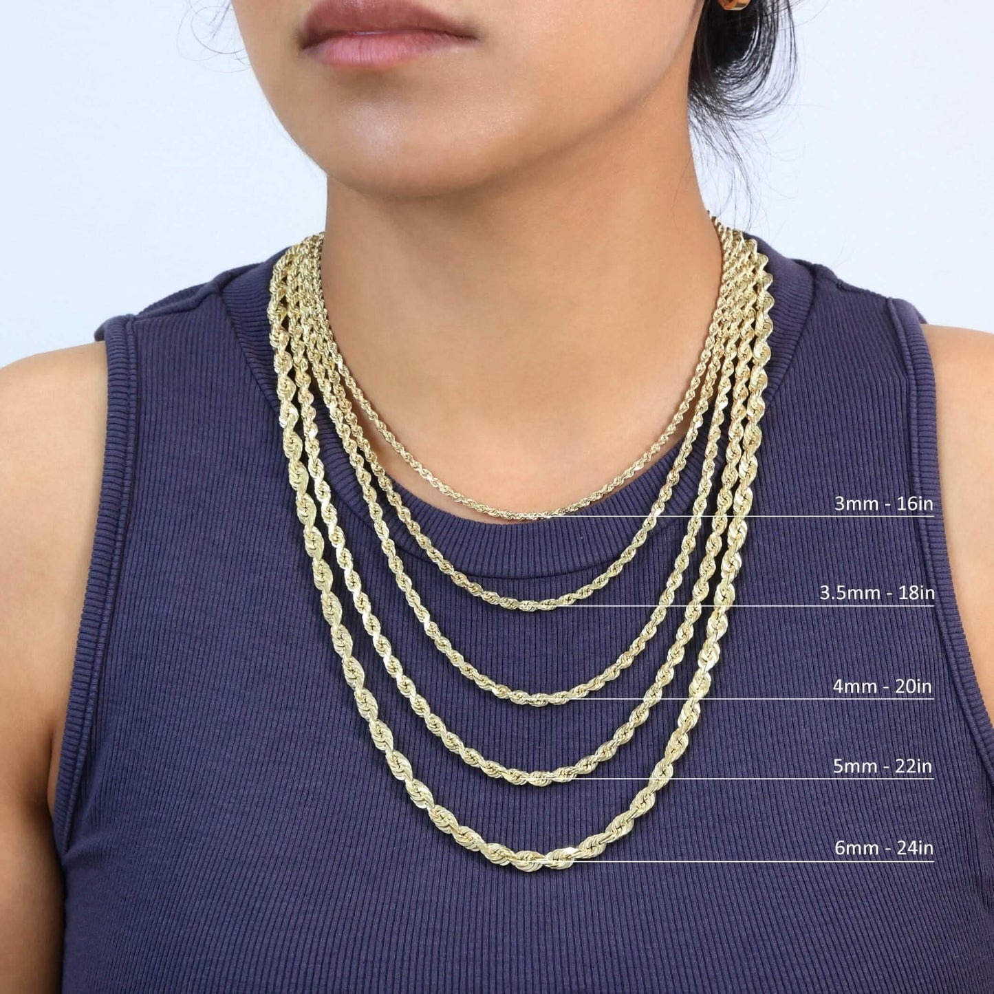 Rope Chain in Yellow Gold - 7mm