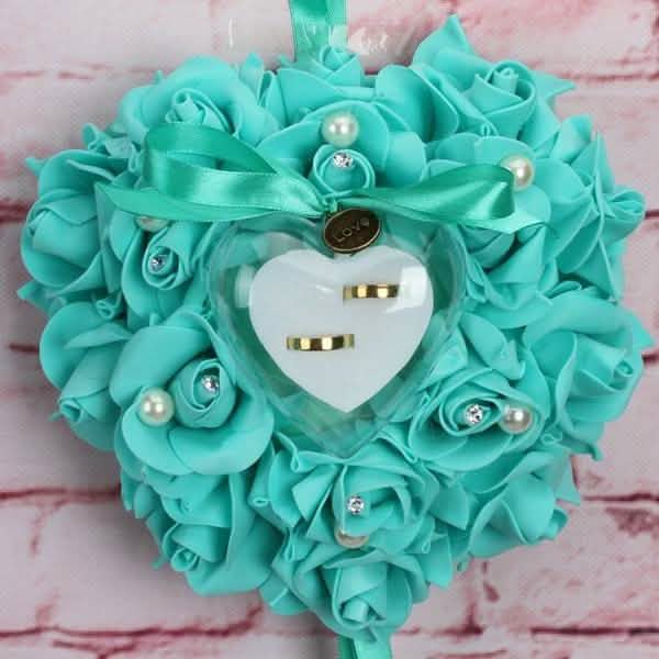 Rose Pillow Heart Cushion Ring Holder