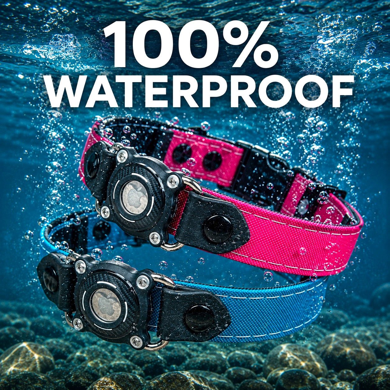 Rugged Waterproof AirTag Dog Collar with Holder