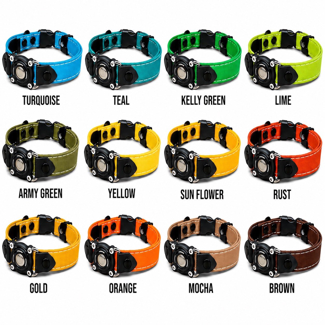 Rugged Waterproof AirTag Dog Collar with Holder