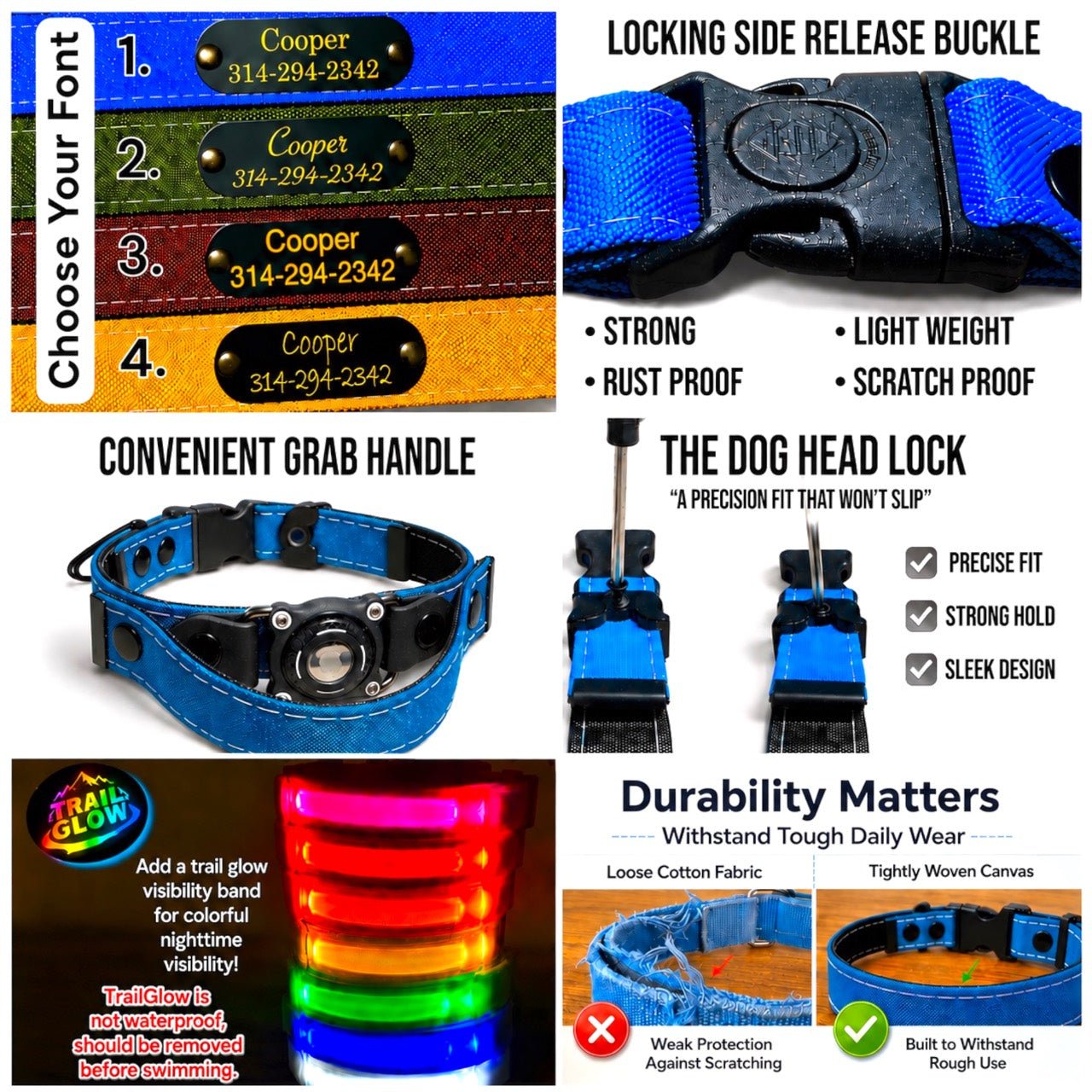 Rugged Waterproof AirTag Dog Collar with Holder