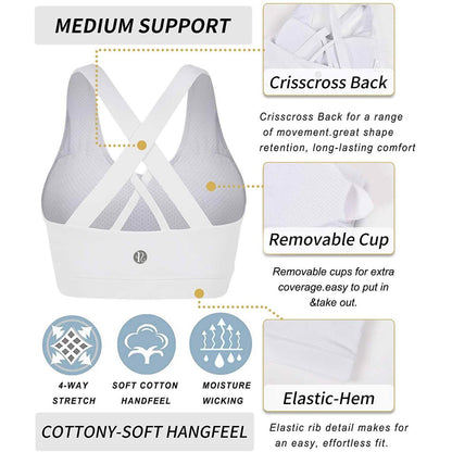 RUNNING GIRL Criss-Cross Back Padded Strappy Sports Bra