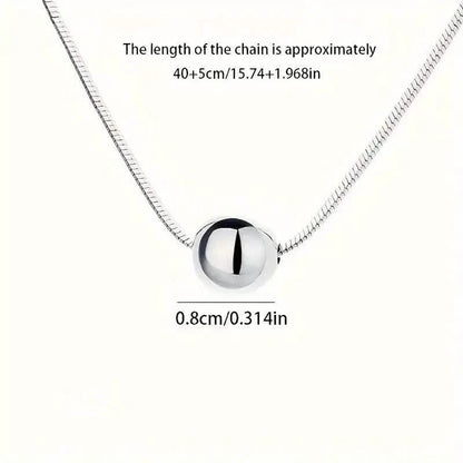Simple Retro Bohemian Style 925 Sterling Silver Necklace with Small Ball Pendant