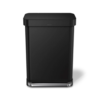 simplehuman 55-Liter Matte Black Indoor Kitchen Hinged Lid Trash Can