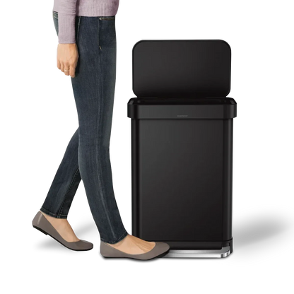 simplehuman 55-Liter Matte Black Indoor Kitchen Hinged Lid Trash Can