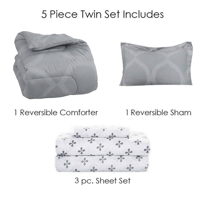 Sloane Street Ogee Bed in a Bag with Solid Reverse Comforter