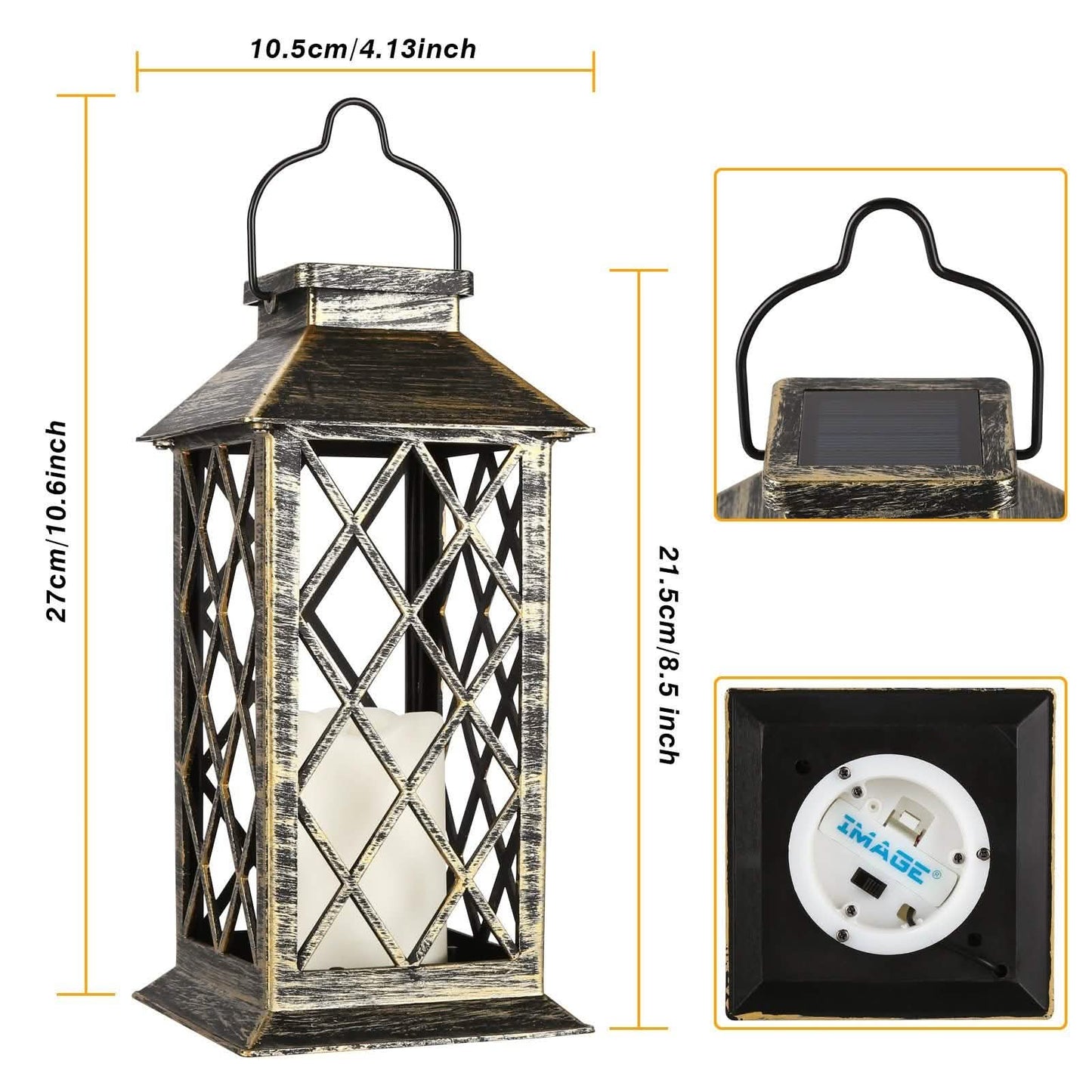 Solar Powered Led Outdoor Lantern Waterproof Candle Hanging Light