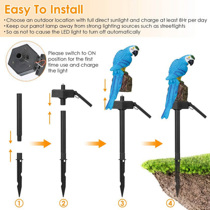 Solar Powered Parrot Garden Light IP65 Waterproof LED