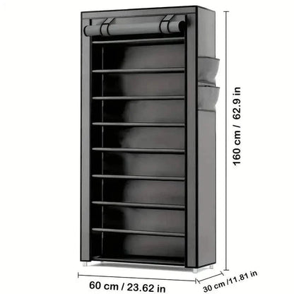Spacious 9-Grid Non-Woven Fabric Alloy Structure Wardrobe with Dust Cover
