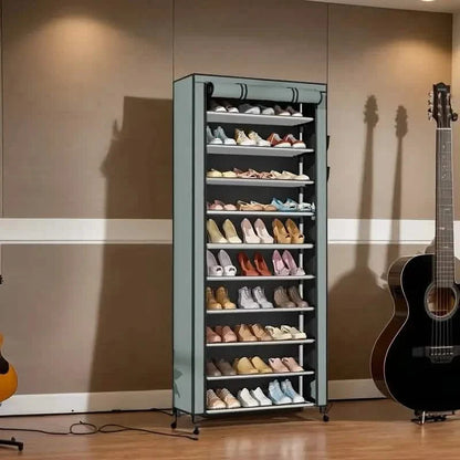 Spacious 9-Grid Non-Woven Fabric Alloy Structure Wardrobe with Dust Cover