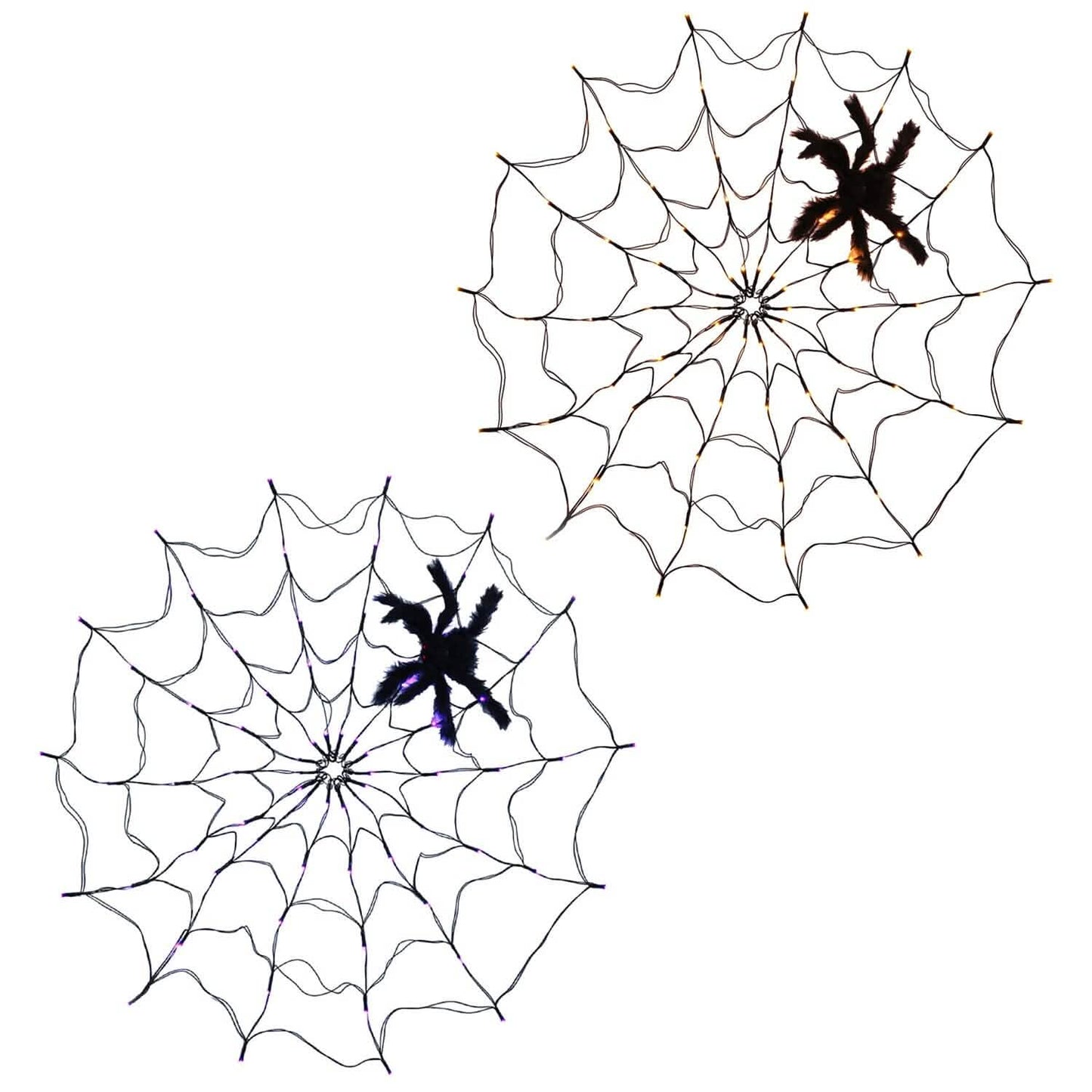 Spider Web Light with Hairy Spider 70LED Battery Powered Remote Control 8 Lighting Modes