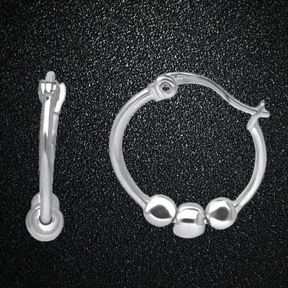 Stainless Steel Ball Hoop Earrings
