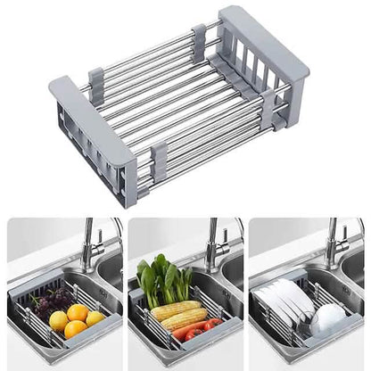 Stainless Steel Frame Drain Basket Telescopic Sink Frame