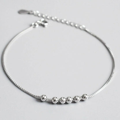 Sterling Silver Bead Ball Charm Bracelet