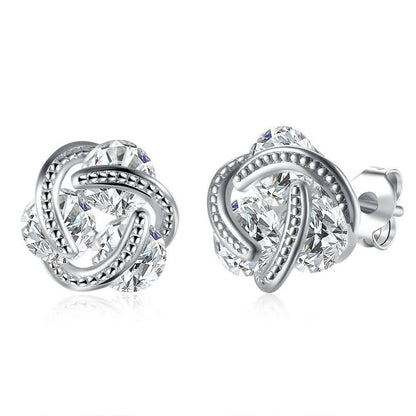 Sterling Silver Floating Stones Caged Earrings with Swarovski Crystals
